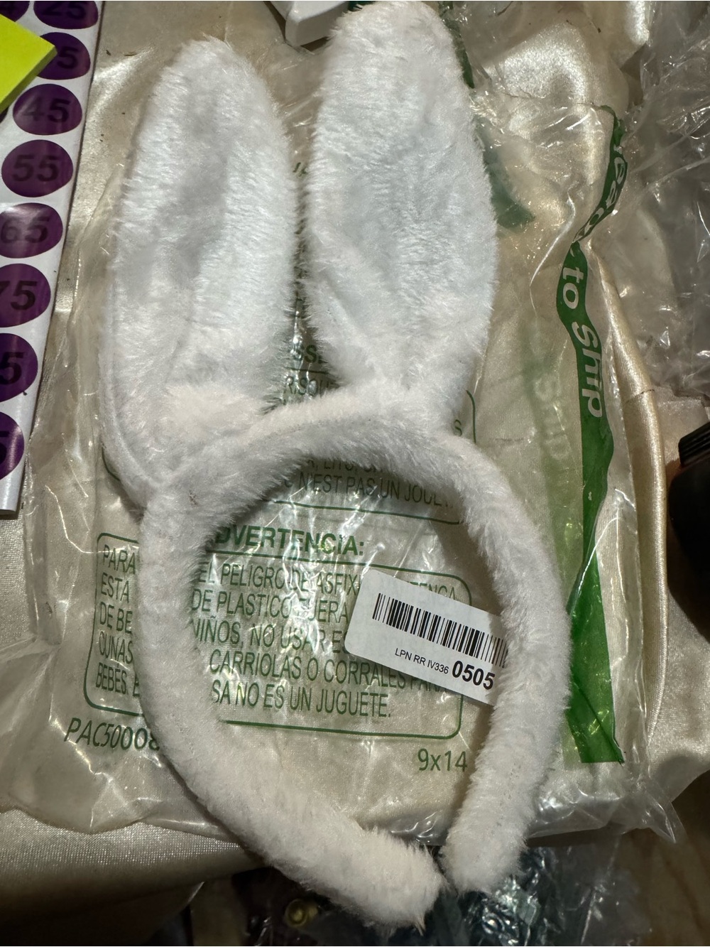 Spirit White Fuzzy Bunny Ear Headband